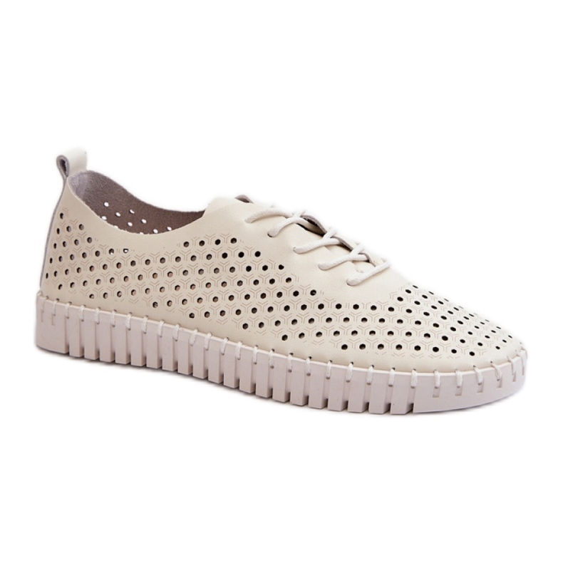 Damen-Sneaker mit durchbrochenem Beige-Muster
