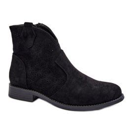 S.Barski Schwarze Damenstiefel mit flachem Absatz