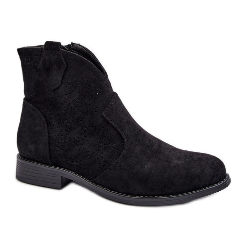 S.Barski Schwarze Damenstiefel mit flachem Absatz