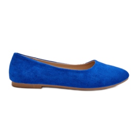 Blaue Damen-Ballerinas aus Wildleder