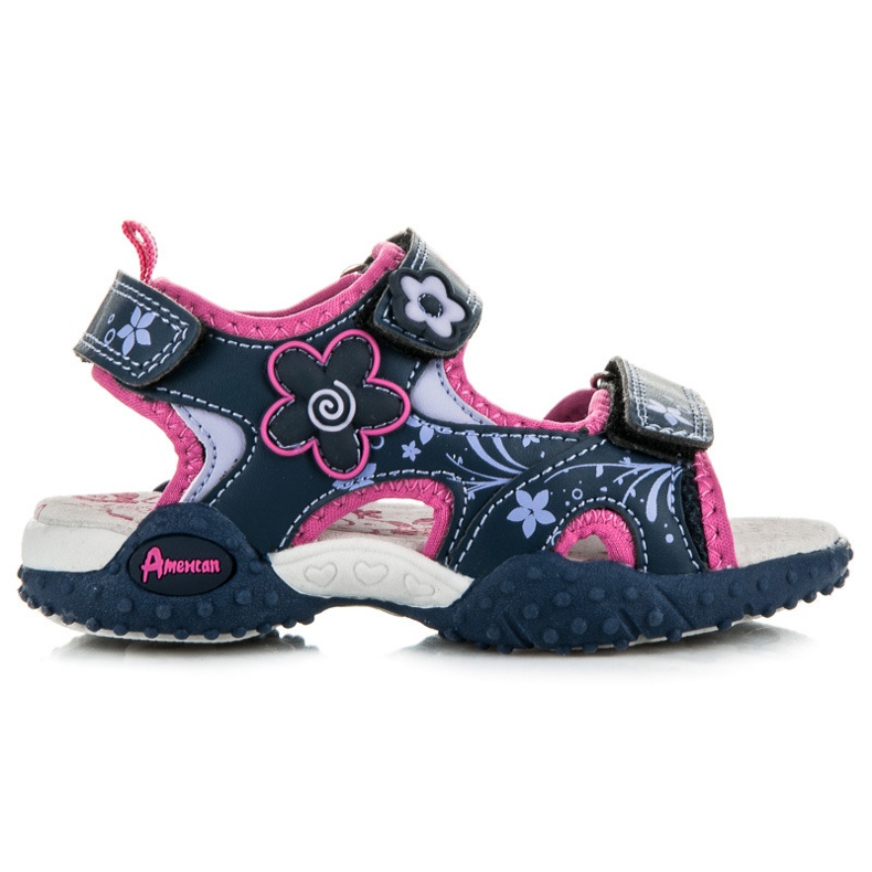 American Club Sandalen mit Blumen blau