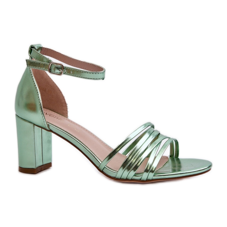 Grüne Riemchensandalen mit hohem Absatz