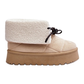 Plateau-Schneestiefel mit beigem Schaffell