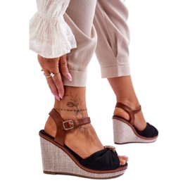 Schwarze Keilsandaletten für Damen