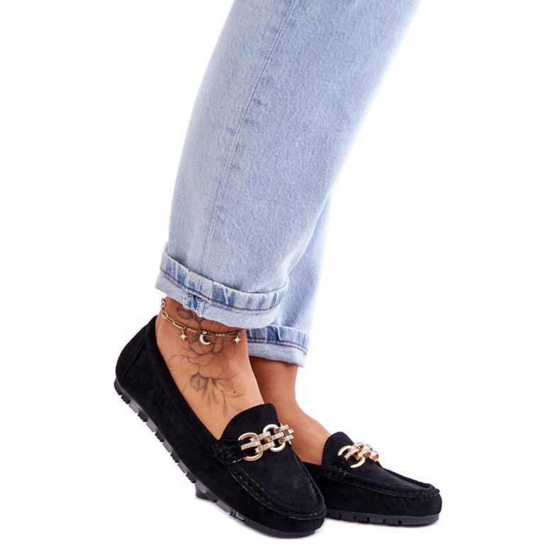 Damen-Slip-On-Mokassins aus Wildleder in Schwarz