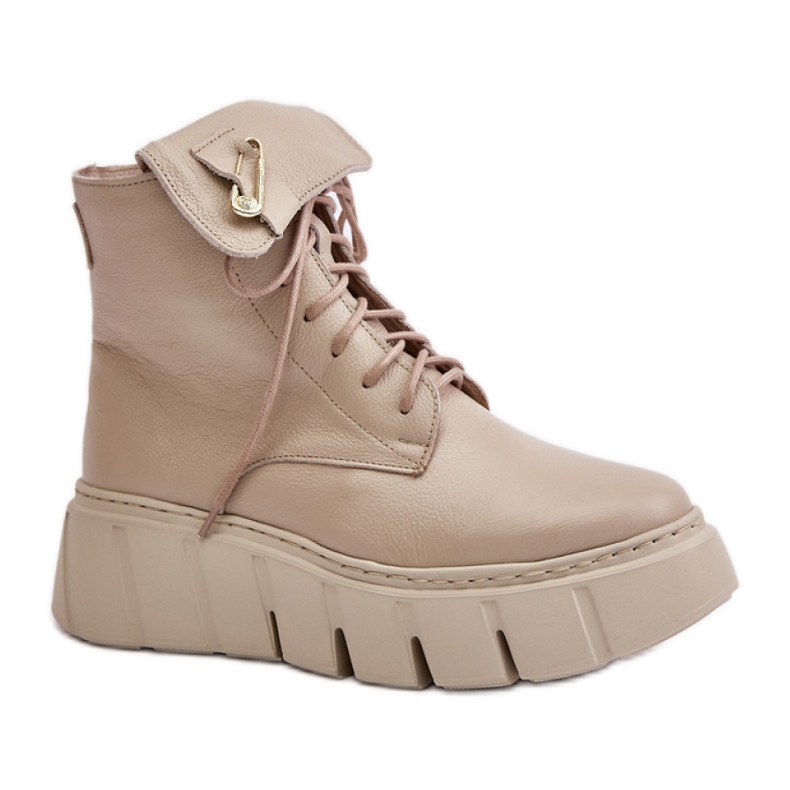 Zazoo Beige Damen-Plateaustiefel