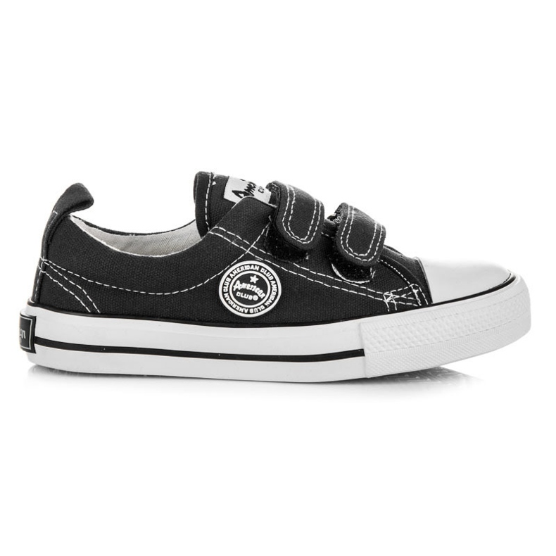 American Club Turnschuhe mit Klettverschluss schwarz