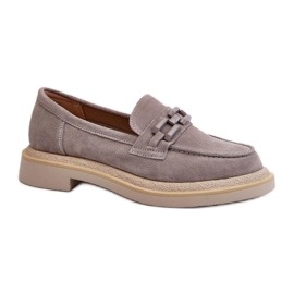 S. BARSKI Damenmokassins mit grauer Verzierung