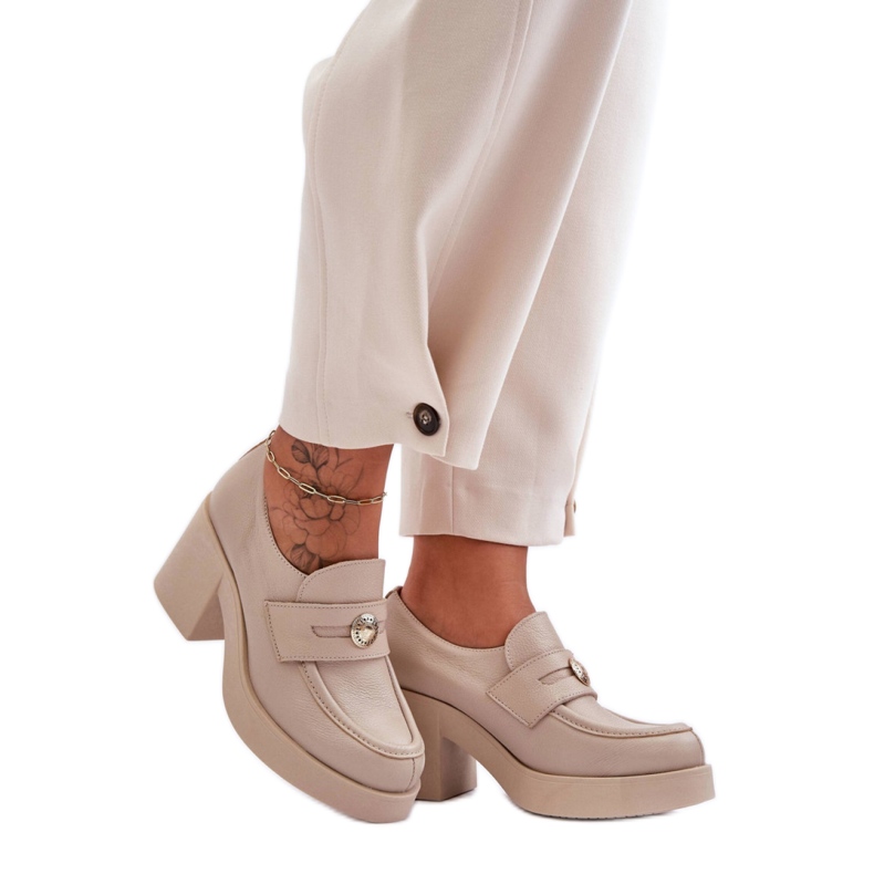 Step in style Schuhe Modell Dunadia 20148 Beige Leder – Treten Sie ein mit Stil