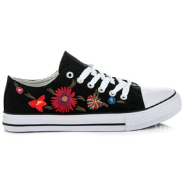 Schnürsneaker mit Patches schwarz