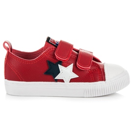 L&H Lederturnschuhe mit Klettverschluss weiß rot marineblau