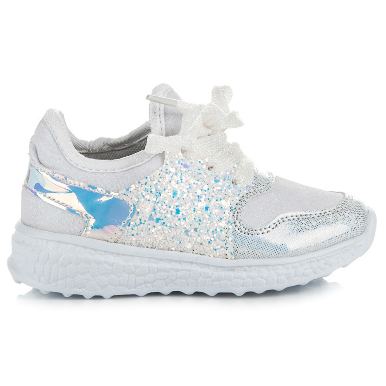 Gebundene Schuhe mit Brokat weiß