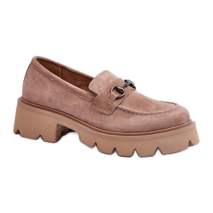 Modische massive beige Damenmokassins