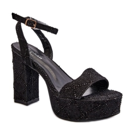 Modische Damensandalen aus Textilmaterial schwarz