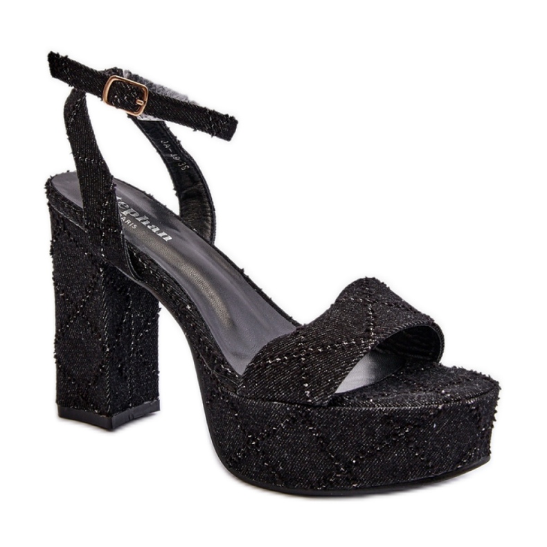 Modische Damensandalen aus Textilmaterial schwarz