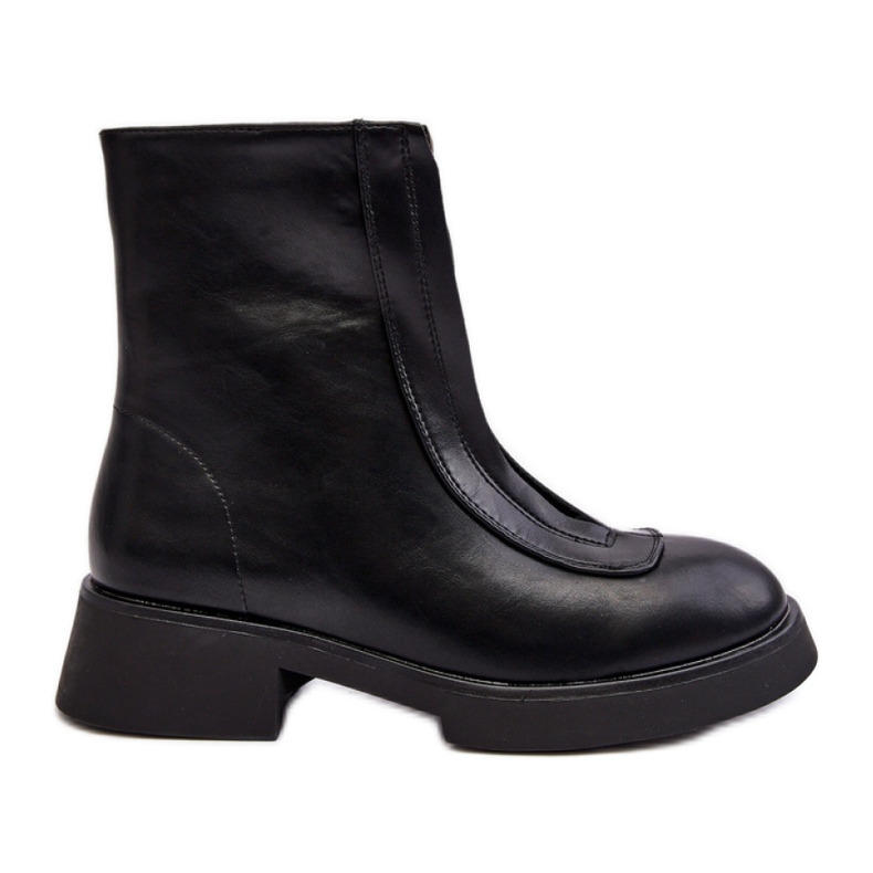 Schwarze Damenstiefel mit flachem Absatz