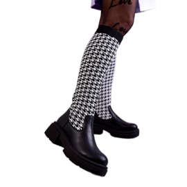 Einzigartige Damenstiefel mit Stoff schwarz