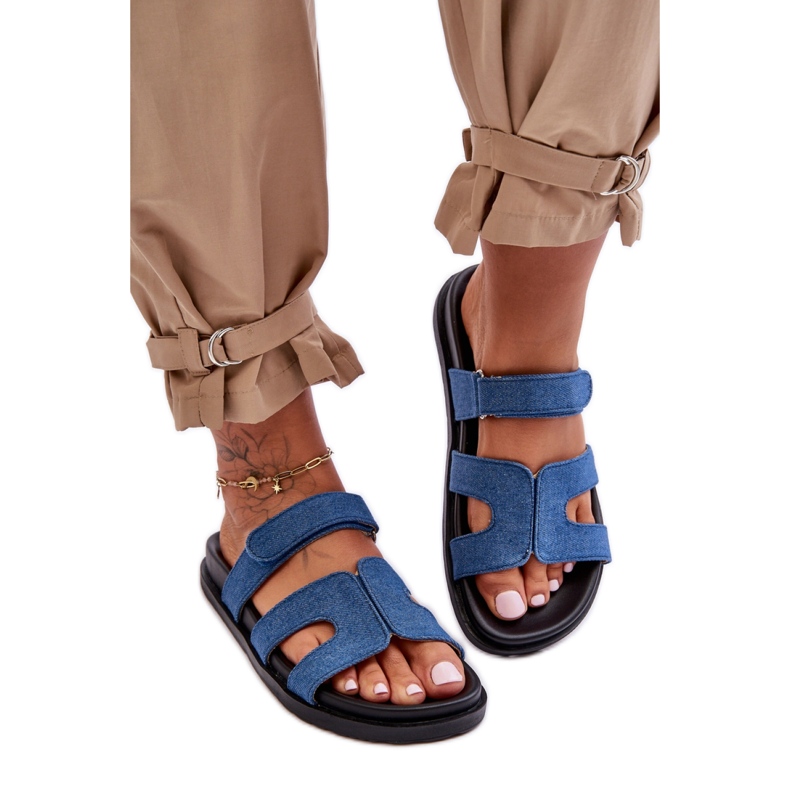 Dunkelblaue Textil-Flip-Flops für Damen