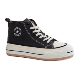 Big Star Sneakers aus schwarzem Leder