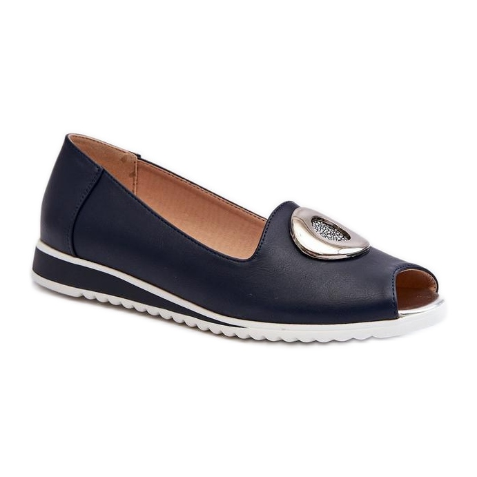 Jezzi Marineblaue Pumps mit offener Zehenpartie