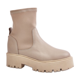 Lederstiefeletten Modell Zazoo Beige