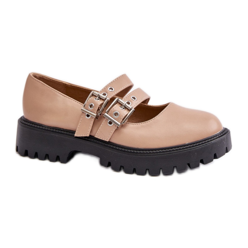 Modische Schuhe mit Riemen beige