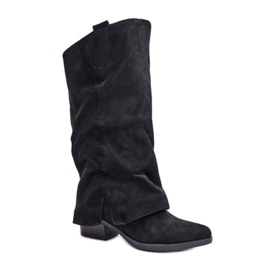 Wildlederstiefel Cowboy-Modell Schwarz