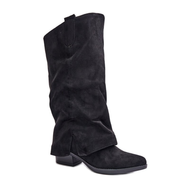 Wildlederstiefel Cowboy-Modell Schwarz