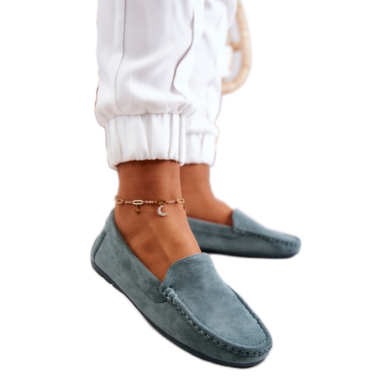 Evento Mintfarbene Slip-On-Mokassins aus Wildleder grün