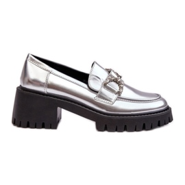 Silberne Damen-Slipper-Mokassins