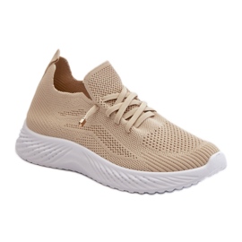 Beige Slip-On-Socken-Sportschuhe