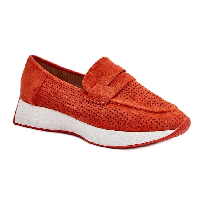 Orange durchbrochene Mokassins