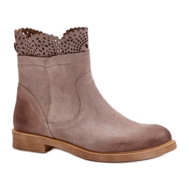 Stiefeletten mit Spitze, Modell Lewski Cappuccino beige