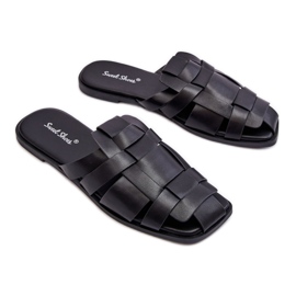 Damen-Flip-Flops aus Öko-Leder 2522-1 schwarz