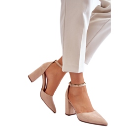 Damenpumps aus Öko-Wildleder QA203P, beige