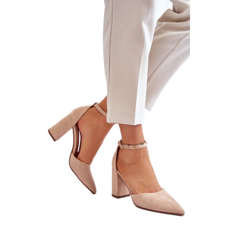 Damenpumps aus Öko-Wildleder QA203P, beige