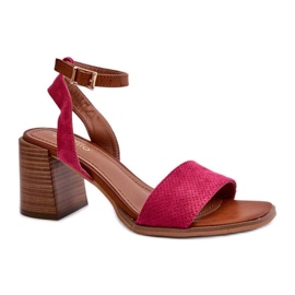 Damensandalen aus Öko-Wildleder 24SD35-7082, rosa