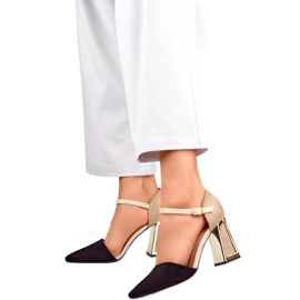 Damensandalen 8338-268B Beige und Schwarz