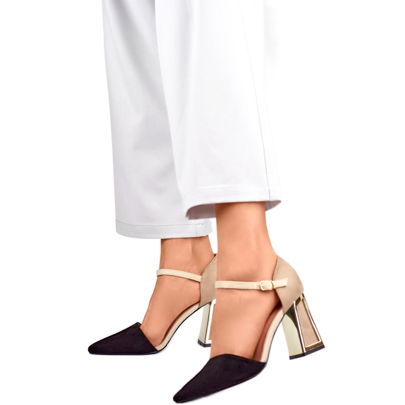 Damensandalen 8338-268B Beige und Schwarz