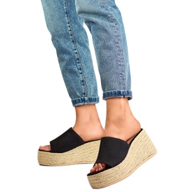 Flip-Flops mit hohem Keilabsatz 7237B schwarz