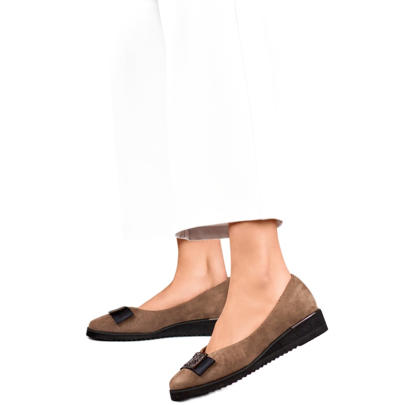 Damenpumps mit Schleife GD-FL766T Taupe braun