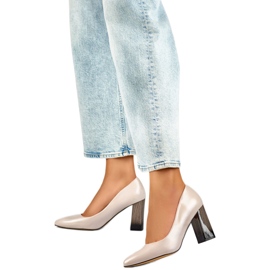 Pumps mit Ledereinsatz GD-FL486A-L.BE beige