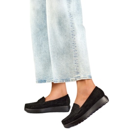 Damen-Plateau-Mokassins 24-21338B schwarz