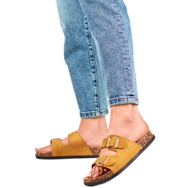 Damen-Flip-Flops aus Öko-Wildleder 98-179C Kamel braun