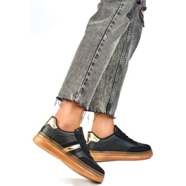 Damen-Sportschuhe A185B, Schwarz und Beige