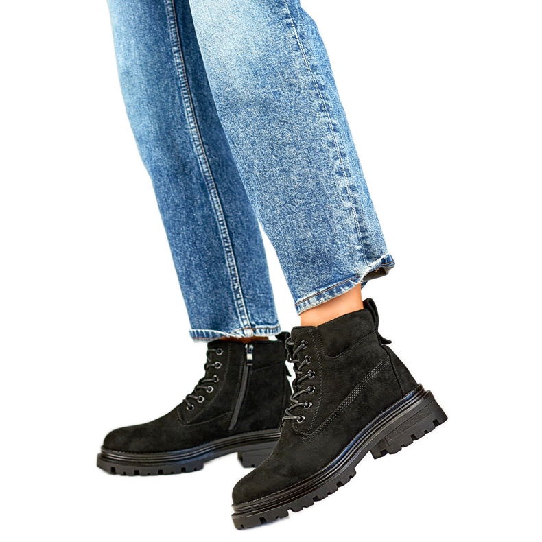 Pelzisolierte Trappers für Damen A5201B, schwarz