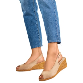 Damen-Keilsandalen GD-FL653BE, beige