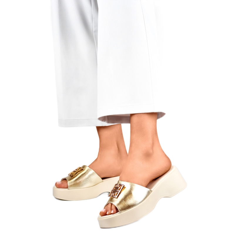 Damen-Flip-Flops mit Verzierung GD-XF1000GO, Gold gelb