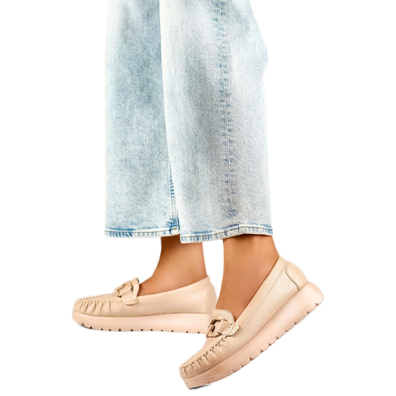 Damenmokassins mit Verzierung 24-21339BE beige