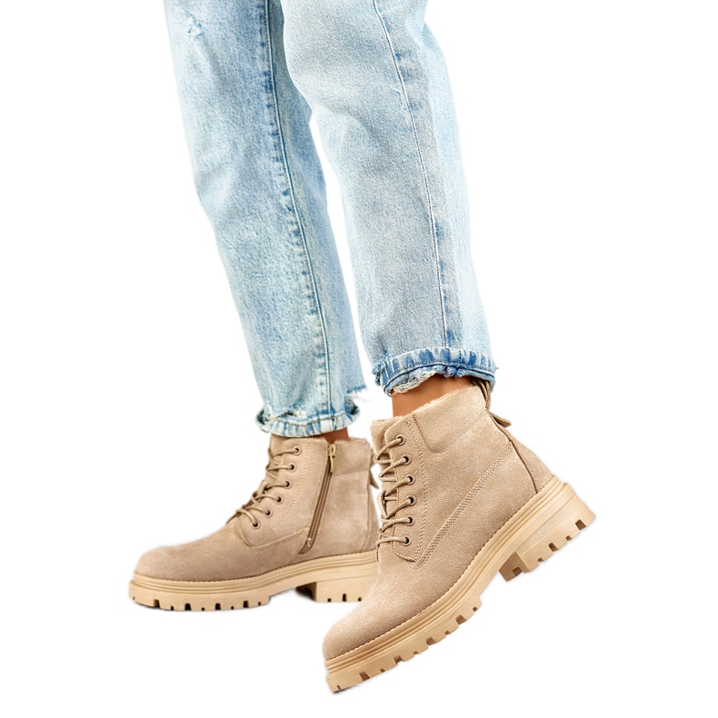 Pelzgefütterte Trapperjacke für Damen A5201-39BE, Beige